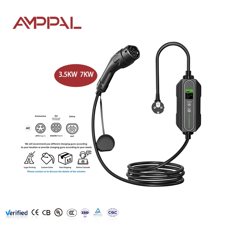 3.5kW Portable AC EV Charger with Acrylic Housing for Home & Travel